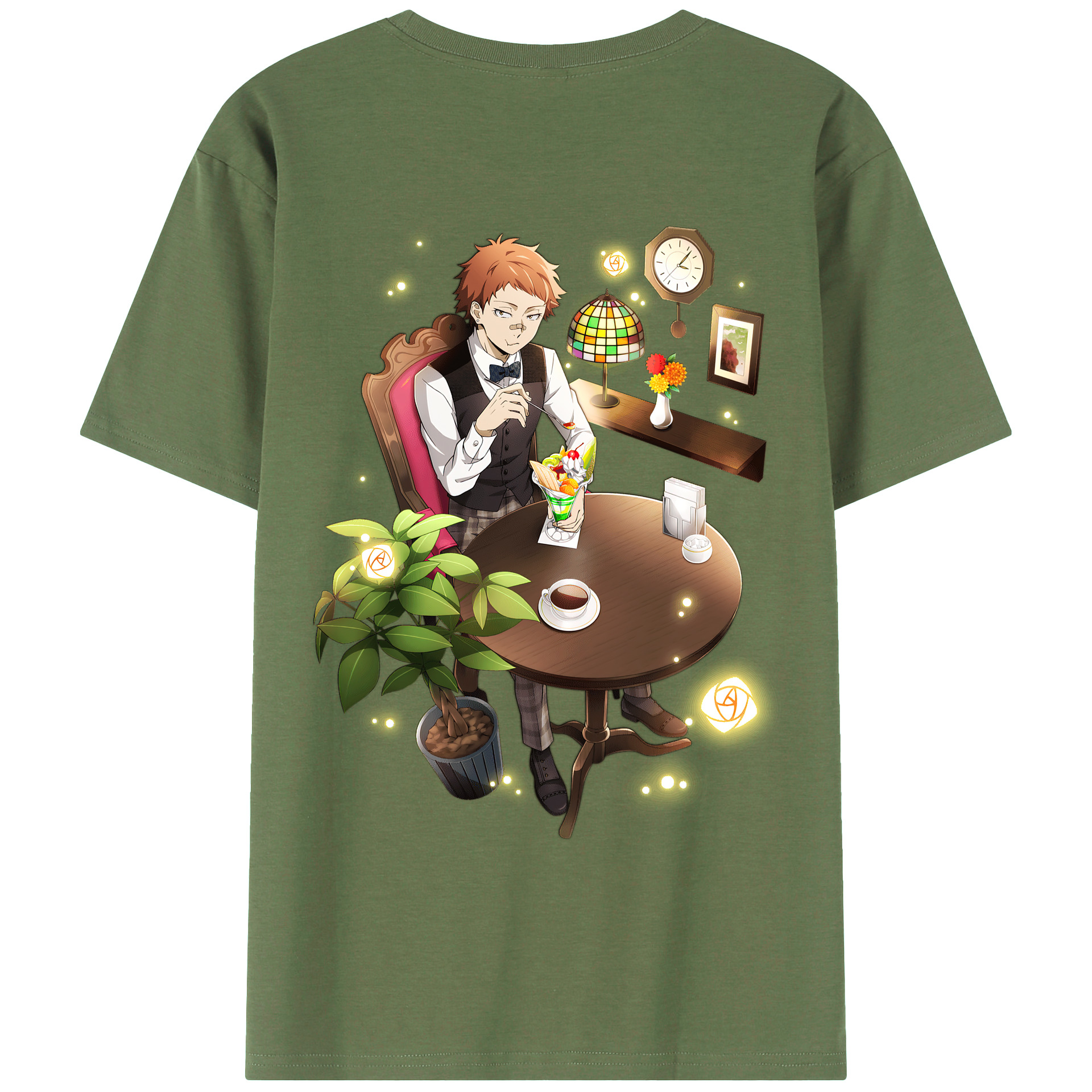 （画像用） 文豪ストレイドッグス Bungo Stray Dogs 綿100％ メンズ半袖Tシャツ（バックプリント） 通気性
